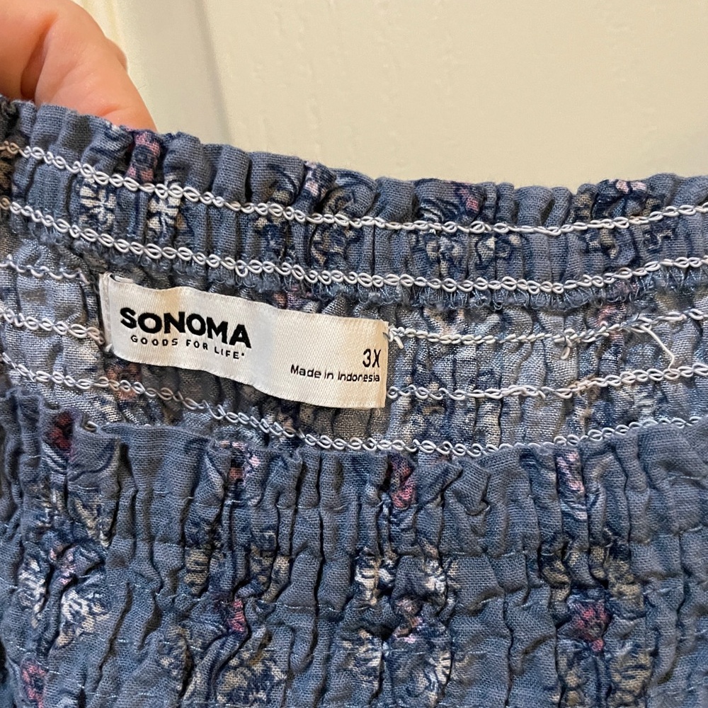 Sonoma blue dress with scrunch, fitted top.size 3X
